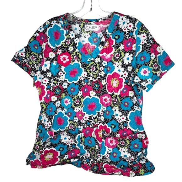 Peaches Uniforms Floral Scrub Shirt - Picture 1 of 4
